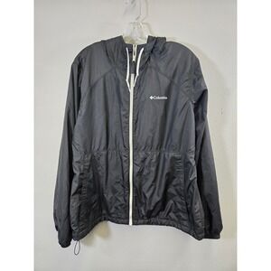 Columbia Windbreaker Fleece Lined Full Zip Hooded Jacket Black XL0660 XL